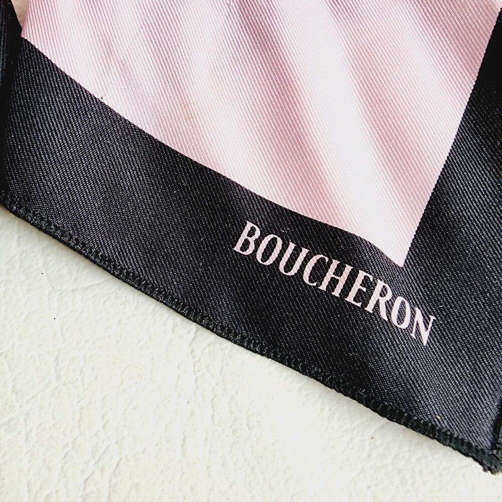 Boucheron Women's 100% Silk Pink/Black Watch Band Strap Made In France 9" - Picture 3 of 11